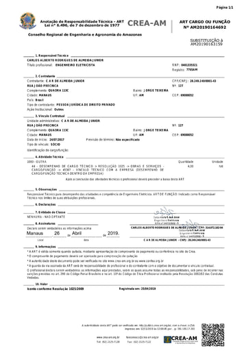 PREGÃO ELETRÔNICO Nº 013/2020 - HABILITAÇÃO - DOC. COMPLEMENTAR - C A R DE ALMEIDA