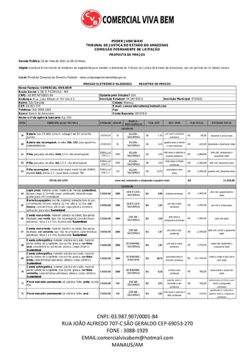 PREGÃO ELETRÔNICO Nº 026/2021 - PROPOSTA - GRUPO 5 - S DE O PEDROSA