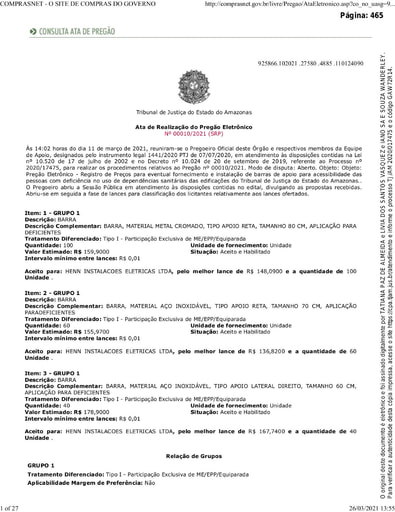 PREGÃO ELETRÔNICO Nº 010/2021 - ATA DA SESSÃO