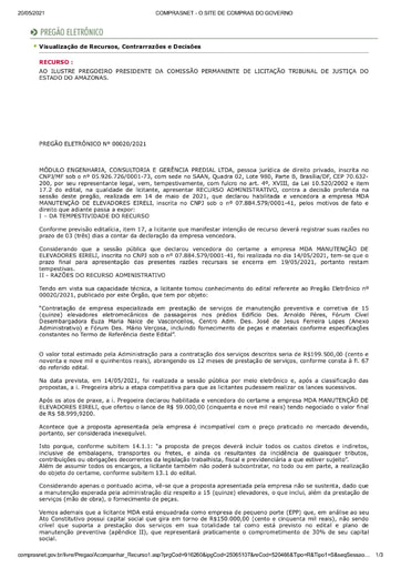PREGÃO ELETRÔNICO Nº 020/2021 - RAZÕES RECURSAIS - MÓDULO