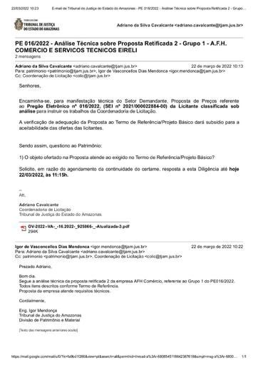 PREGÃO ELETRÔNICO Nº 016/2022 - DILIGÊNCIA COLIC AO PATRIMÔNIO - PROPOSTA RETIFICADA 2 - G1 -AFH