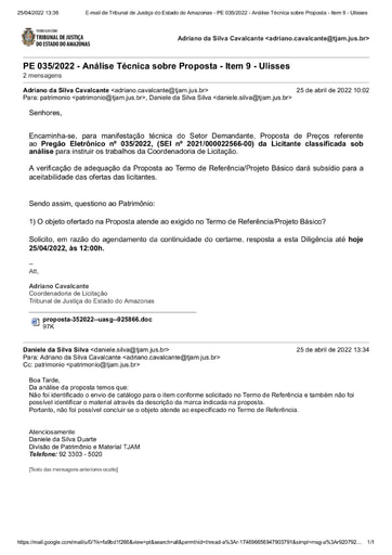 PREGÃO ELETRÔNICO Nº 035/2022 - DILIGÊNCIA COLIC AO PATRIMÔNIO - PROPOSTA - ITEM 9 - ULISSES