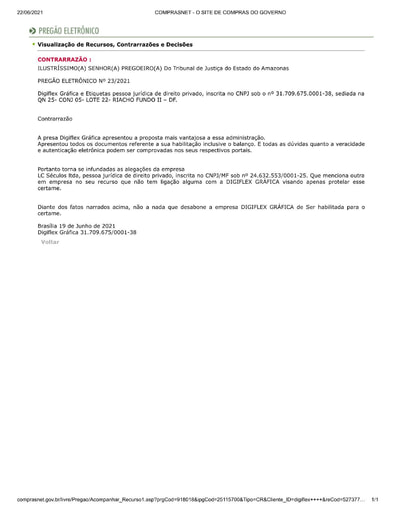 PREGÃO ELETRÔNICO Nº 023/2021 - CONTRARRAZÕES - DIGIFLEX - ITEM 75