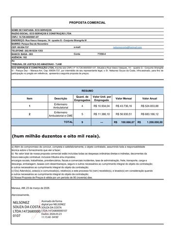 PREGÃO ELETRÔNICO Nº 021/2026 - PROPOSTA RETIFICADA 2 - ECO