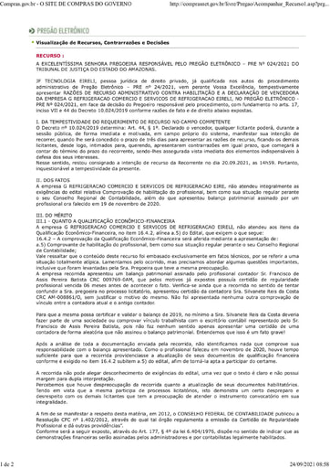 PREGÃO ELETRÔNICO Nº 024/2021 - RAZÕES RECURSAIS - JF TECNOLOGIA