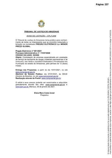 PREGÃO ELETRÔNICO Nº 001/2021 - AVISO DE LICITAÇÃO
