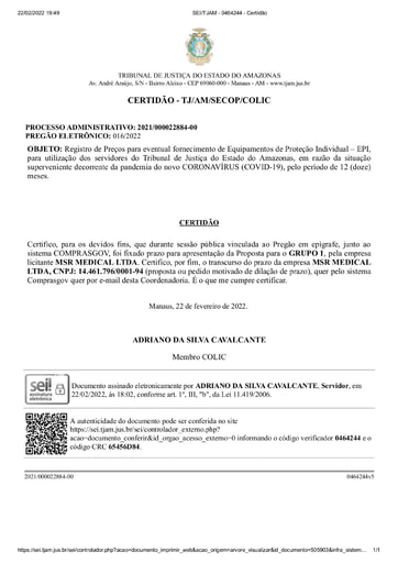 PREGÃO ELETRÔNICO Nº 016/2022 - CERTIDÃO DE DECURSO DE PRAZO - G1 - MSR