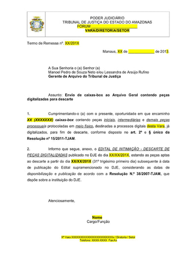 3- Modelo de Termo de Remessa