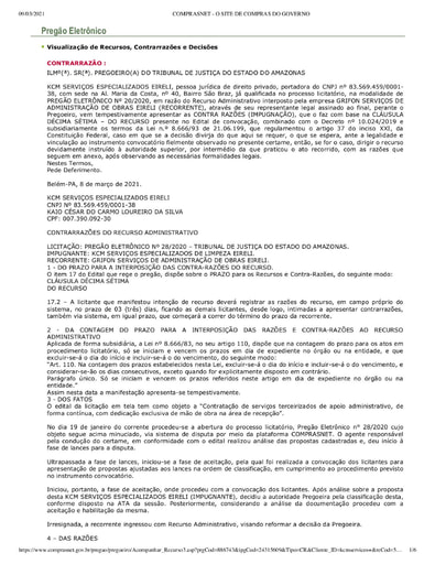PREGÃO ELETRÔNICO Nº 028/2020 - CONTRARRAZÕES - KCM