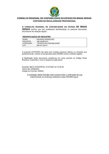 PREGÃO ELETRÔNICO Nº 026/2021 - HABILITAÇÃO - EXTRAÍDOS DO SICAF E SITES - GRUPO 7 - COMERCIAL MACHADO