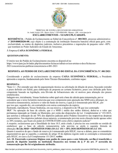 CONCORRÊNCIA Nº 001/2021 - RESPOSTA AO PEDIDO DE ESCLARECIMENTO - CAIXA