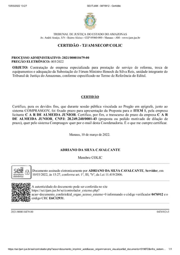 PREGÃO ELETRÔNICO Nº 005/2022 - CERTIDÃO DE DECURSO DE PRAZO - ITEM 1 - CAR