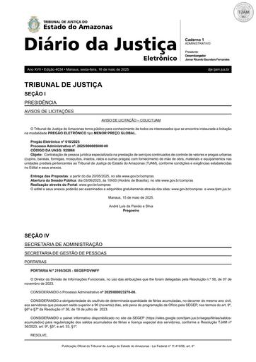 PREGÃO ELETRÔNICO Nº 010/2025 - AVISO DE LICITAÇÃO (DJE)