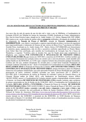 TOMADA DE PREÇOS 001/2021 - ATA DA SESSÃO - JULGAMENTO PROPOSTAS