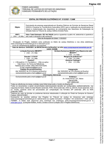 PREGÃO ELETRÔNICO Nº 013/2021 - EDITAL DE LICITAÇÃO