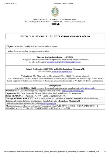 LEILÃO ELETRÔNICO Nº 001/2026 - EDITAL