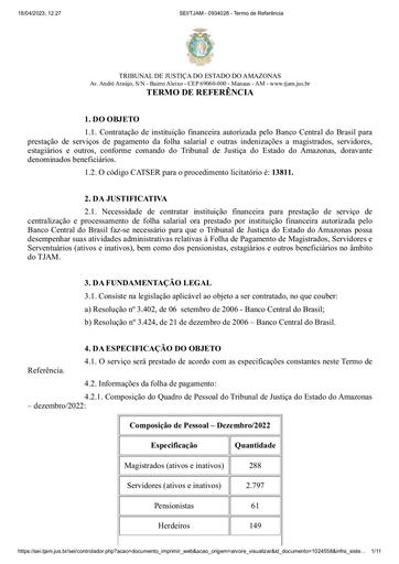 TERMO DE REFERENCIA - CT Nº 001/2023 - TJ X BANCO BRADESCO