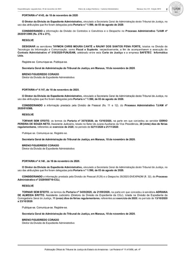 PORTARIA Nº 4143 2020 (DESIGNAÇÃO DE FISCAIS)   CT Nº 019 2020   FUNJEAM x SAFETEC INFORMÁTICA LTD