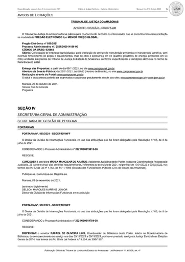 PREGÃO ELETRÔNICO Nº 56/2021 - AVISO DE LICITAÇÃO - DJE