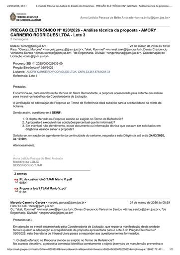 PREGÃO ELETRÔNICO Nº 020/2026 - DILIGÊNCIA COLIC À SEINF - PROPOSTA - AMORY CARNEIRO RODRIGUES LTDA - LOTE 3