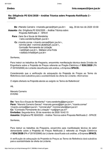PREGÃO ELETRÔNICO Nº 024/2020 - DILIGÊNCIA CPL À DIVISÃO DE ENGENHARIA - PROPOSTA RETIFICADA 2 - SPACE