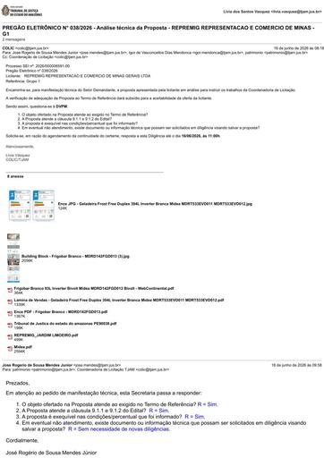 PREGÃO ELETRÔNICO Nº 038/2026 - DILIGÊNCIA COLIC À DVPM - PROPOSTA - REPREMIG - G1