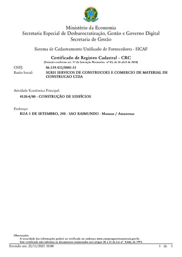 TOMADA DE PREÇOS Nº 003/2021 - SICAF E CNDT - SGRH