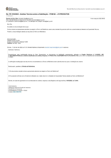 PREGÃO ELETRÔNICO Nº 018/2022 - DILIGÊNCIA COLIC 2 À DIVISÃO DE PATRIMÔNIO - DOCUMENTAÇÃO - ITEM 64 - J R PRODUTOS