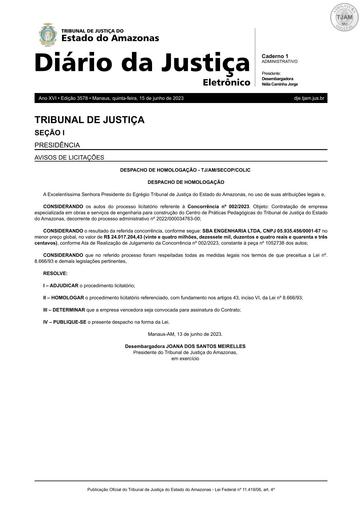 CONCORRÊNCIA Nº 002/2023 - DESPACHO DE HOMOLOGAÇÃO