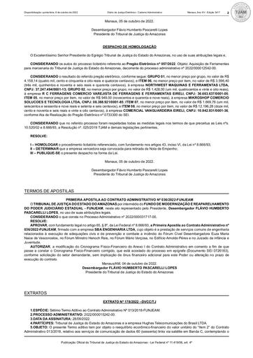 PREGÃO ELETRÔNICO Nº 057/2022 - DESPACHO DE HOMOLOGAÇÃO (DJE)