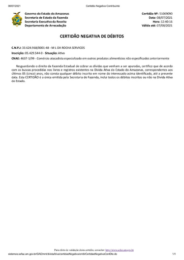PREGÃO ELETRÔNICO Nº 030/2021 - DOC. COMPLEMENTAR - ITEM 2 - M L DA ROCHA - APÓS DILIGÊNCIA