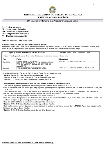 PAUTA DA SESSÃO DE JULGAMENTO DO DIA 04.08.2025.PROJUDI