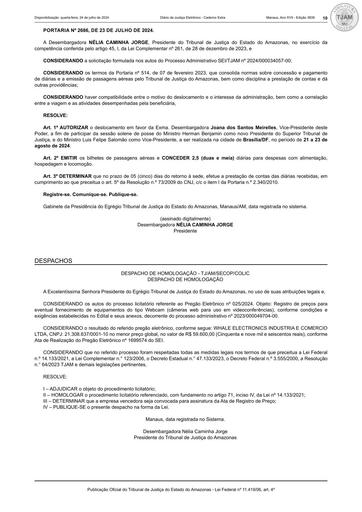 PREGÃO ELETRÔNICO Nº 025/2024 - DESPACHO DE HOMOLOGAÇÃO (DJE)