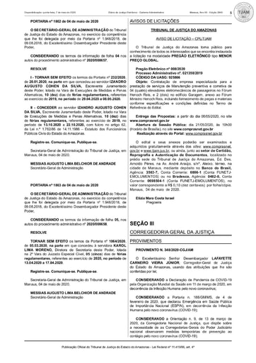 PREGÃO ELETRÔNICO Nº 008/2020 – AVISO DE LICITAÇÃO - DJE