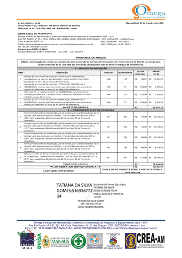 PREGÃO ELETRÔNICO Nº 024/2020 - PROPOSTA RETIFICADA 2 - OMEGA