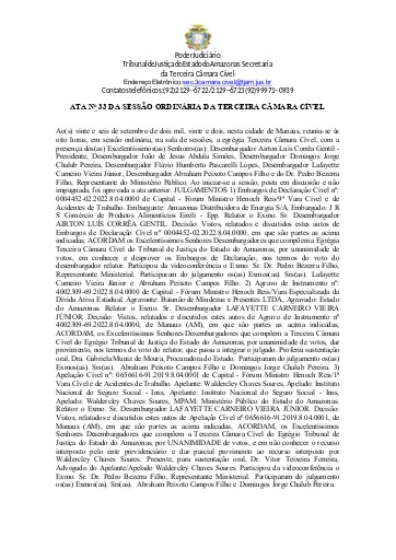 TERCEIRA CÂMARA CÍVEL - 33 ATA DE JULGAMENTOS DIA 26.09.2022
