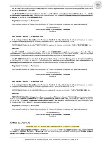 PUBLICAÇÃO DA 1ª APOSTILA AO CONTRATO ADMINISTRATIVO Nº 046/2022-FUNJEAM X TELEFÔNICA BRASIL S.A.