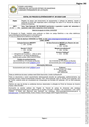 PREGÃO ELETRÔNICO Nº 001/2020 – EDITAL DE LICITAÇÃO