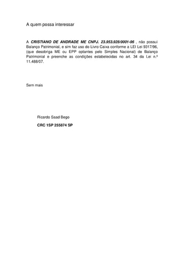 PREGÃO ELETRÔNICO Nº 002/2021 - HABILITAÇÃO - DOCUMENTOS COMPLEMENTARES - ITEM 2 - CRISTIANO DE ANDRADE