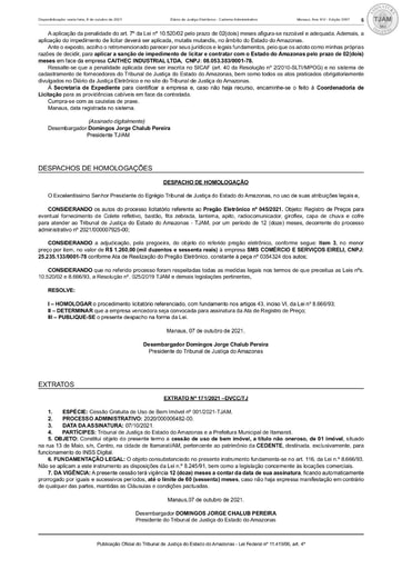 PREGÃO ELETRÔNICO Nº 45/2021 - DESPACHO DE HOMOLOGAÇÃO - DJE