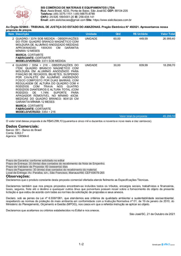 PREGÃO ELETRÔNICO Nº 49/2021 - PROPOSTA - ITENS 2 E 4 - SIS