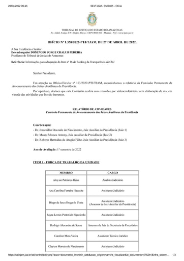 Relátorio de atividades 1º semestre 2022
