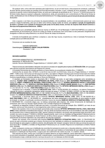 PREGÃO ELETRÔNICO Nº 023/2021 - DECISÃO (DJE)