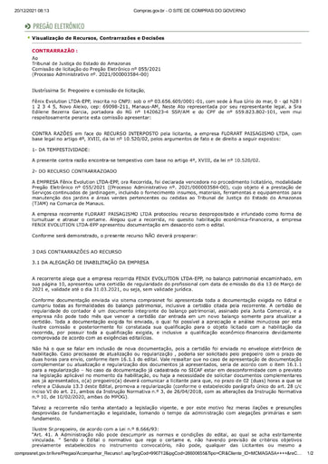 PREGÃO ELETRÔNICO Nº 55/2021 - CONTRARRAZÕES RECURSAIS - FÊNIX X FLORART