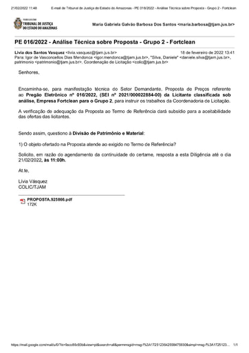 PREGÃO ELETRÔNICO Nº 016/2022 - DILIGÊNCIA COLIC AO PATRIMÔNIO - GRUPO 2 - PROPOSTA - FORTCLEAN