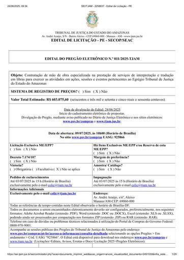PREGÃO ELETRÔNICO Nº 011/2025 - EDITAL DE LICITAÇÃO