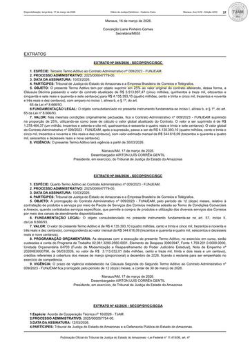 EXTRATO DO 3º TERMO ADITIVO AO CONTRATO ADMINISTRATIVO Nº 009/2023 - FUNJEAM x EMPRESA BRASILEIRA DE CORREIOS E TELÉGRAFOS