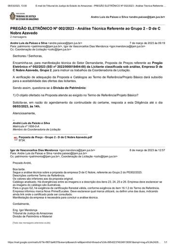 PREGÃO ELETRÔNICO Nº 002/2023 - DILIGÊNCIA COLIC À DVPM - GRUPO 2 - D DE C NOBRE AZEVEDO