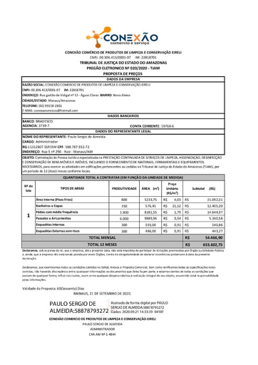 PREGÃO ELETRÔNICO Nº 020/2020 - PROPOSTA RETIFICADA - CONEXÃO COMÉRCIO