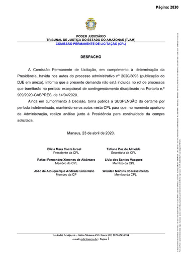 TOMADA DE PREÇO N° 002/2019 - DESPACHO - SUSPENSÃO
